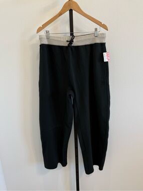 NWT Free People Movement You Wish  Black Joggers Gray waistband Boho Gorpcore